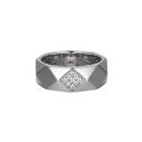 ELLE Rhodium-Plated Sterling Silver Cubic Zirconia Geometric-Signet Band Ring