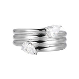 ELLE Rhodium-Plated Sterling Silver Cubic Zirconia Polished Band Ring - 6 × 4mm