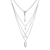 ELLE Rhodium-Plated Sterling Silver Polished Pendant Necklace - 16" + 2" extender