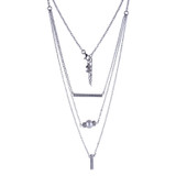 ELLE Rhodium-Plated Sterling Silver Cultured Freshwater Pearl & Cubic Zirconia Rolo-Chain Necklace - 16" + 2" extender