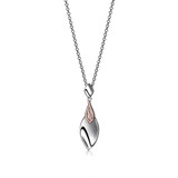 ELLE Rose-Gold & Rhodium-Plated Sterling Silver Twisted-Leaf Pendant Necklace - 17" + 2" extender