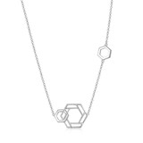 ELLE Rhodium-Plated Sterling Silver Hexagonal Necklace - 24 × 17mm