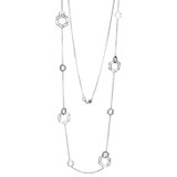 ELLE Rhodium-Plated Sterling Silver Station Hexagonal Necklace - 24 × 17mm