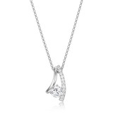 ELLE Rhodium-Plated Sterling Silver Cubic Zirconia Pave Round Pendant Necklace - 18" + 2" extender