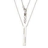 ELLE Rhodium-Plated Sterling Silver Cubic Zirconia 28-Inch Rectangular-Drop Necklace - 40 × 5.5mm