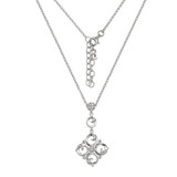 ELLE Rhodium-Plated Sterling Silver Clover Pendant Necklace - 18" + 2" extender