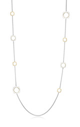 ELLE Gold & Rhodium-Plated Sterling Silver Station Square Necklace - 36"