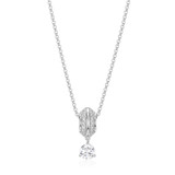 ELLE Rhodium-Plated Sterling Silver Cubic Zirconia Round Necklace - 16" + 3" extender