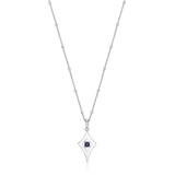 ELLE Rhodium-Plated Sterling Silver Diamond & Lab-Created Sapphire Round Necklace - 17" + 3" extender