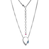 ELLE Rhodium-Plated Sterling Silver Blue Topaz & Cubic Zirconia Pave Rolo-Chain Pear Necklace - 5 × 3mm