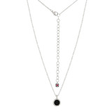 ELLE Rhodium-Plated Sterling Silver Black Agate Round Necklace - 6 × 1mm
