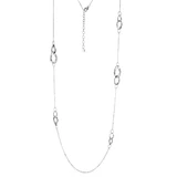 ELLE Rhodium-Plated Sterling Silver Station Cable-Chain Necklace - 1.2 × 1.9mm