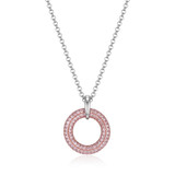 ELLE Gold, Rose-Gold & Rhodium-Plated Sterling Silver Cubic Zirconia Rolo-Chain Round Pendant Necklace - 17" + 3" extender