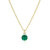 ELLE Gold-Plated Sterling Silver Lab-Grown Diamond & Lab-Created Emerald Gemstone-Drop Cable-Chain Drop Necklace - 1.2 × 1.9mm