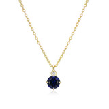 ELLE Gold-Plated Sterling Silver Lab-Grown Diamond & Lab-Created Sapphire Gemstone-Drop Cable-Chain Drop Necklace - 1.2 × 1.9mm