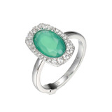 ELLE Rhodium-Plated Sterling Silver Cubic Zirconia Oval Ring - 11 × 7 × 3.5mm