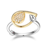 ELLE Gold & Rhodium-Plated Sterling Silver Cubic Zirconia Pave Pear Ring - 16 × 11.5mm