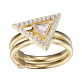 ELLE Gold-Plated Sterling Silver Howlite & Cubic Zirconia Pave Ring - 4 × 2mm