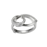 ELLE Rhodium-Plated Sterling Silver Cubic Zirconia Double-Link Ring