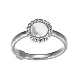ELLE Rhodium-Plated Sterling Silver Howlite Round Ring - 6 × 1mm