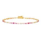 M by Monte Luna Gold-Plated Sterling Silver Lab-Created Pink Sapphire & Lab-Created Ruby & Lab-Created Diamond Line Tennis Bracelet