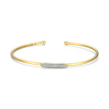 M by Monte Luna Gold-Plated Sterling Silver Lab-Created Diamond Oval Accent Pave Flex Cuff Bracelet