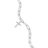 M by Monte Luna Rhodium-Plated Sterling Silver Cross Pendant Lab-Created Diamond Paperclip Bracelet