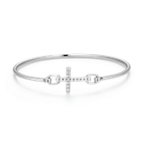 M by Monte Luna Rhodium-Plated Sterling Silver Cross Lab-Created Diamond Flex Bangle