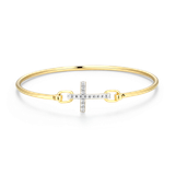 M by Monte Luna Gold-Plated Sterling Silver Cross Lab-Created Diamond Flex Bangle