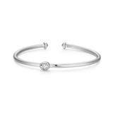 M by Monte Luna Rhodium-Plated Sterling Silver Asymmetrical Bezel-Set Lab-Created Diamond Flex Cuff