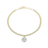 M by Monte Luna Gold-Plated Sterling Silver Circle with Lab-Created Diamond Halo Beaded Bracelet