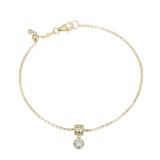 M by Monte Luna Gold-Plated Sterling Silver Barrel Charm Lab-Created Diamond Friendship Bracelet