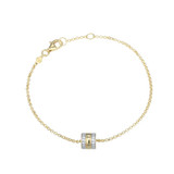 M by Monte Luna Gold-Plated Sterling Silver Rondelle Charm Lab-Created Diamond Bracelet