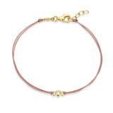 M by Monte Luna Gold-Plated Sterling Silver Lab-Created Diamond Lotus Pink Bezel-Set Double Silk Cord Bracelet