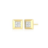 M by Monte Luna Gold-Plated Sterling Silver Lab-Created Diamond Tile Pave Stud Earrings