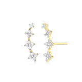 M by Monte Luna Gold-Plated Sterling Silver Lab-Created Diamond Floral Climber Stud Earrings