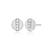M by Monte Luna Rhodium-Plated Sterling Silver Lab-Created Diamond Round Dot Stud Earrings