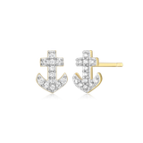 M by Monte Luna Gold-Plated Sterling Silver Lab-Created Diamond Anchor Pave Stud Earrings
