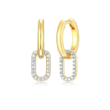 M by Monte Luna Gold-Plated Sterling Silver Lab-Created Diamond Oval Drop Huggie Earrings