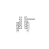 M by Monte Luna Rhodium-Plated Sterling Silver Lab-Created Diamond Double Bar Pave Stud Earrings