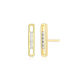 M by Monte Luna Gold-Plated Sterling Silver Lab-Created Diamond Paperclip Stud Earrings