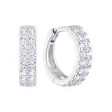 M by Monte Luna Rhodium-Plated Sterling Silver Lab-Created Diamond Double Row Hoop Earrings