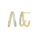 M by Monte Luna Two-tone Sterling Silver Split Hoop Lab-Created Diamond Huggie Earrings