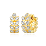 M by Monte Luna Two-tone Sterling Silver Marquis Flower Lab-Created Diamond Huggie Earrings