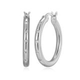 M by Monte Luna Rhodium-Plated Sterling Silver Slim Bezel-Set Lab-Created Diamond Hoop Earrings