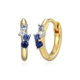 M by Monte Luna Two-tone Sterling Silver Scattered Ombre Lab-Created Sapphire & Lab-Created Diamond Huggie Earrings