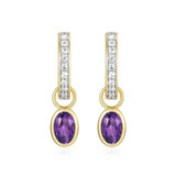 M by Monte Luna Gold-Plated Sterling Silver Amethyst & Lab-Created Diamond February Birthstone Charm Huggie Earrings