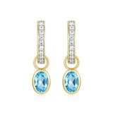 M by Monte Luna Gold-Plated Sterling Silver Swiss Blue Topaz & Lab-Created Diamond December Birthstone Charm Huggie Earrings