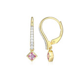 M by Monte Luna Gold-Plated Sterling Silver Lab-Created Pink Sapphire & Lab-Created Diamond Leverback Earring