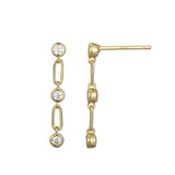 M by Monte Luna Gold-Plated Sterling Silver Trio Bezel-Set Lab-Created Diamond Drop Earrings